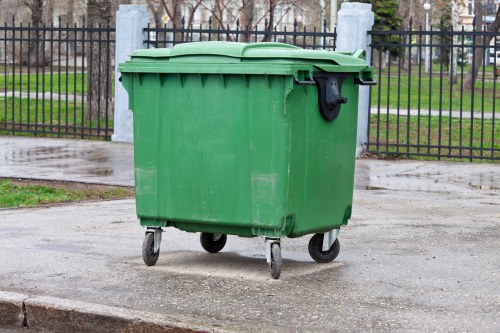 Recycling bins in Notting Hill neighborhood