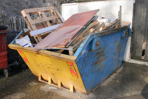 Recycling bins and waste collection trucks in Little Venice