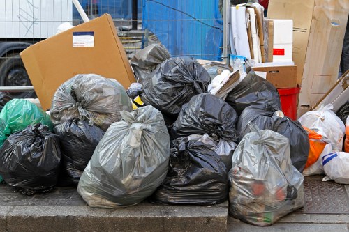 Recycling bins with sorted materials