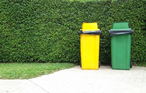 Color-coded waste bins in Ravenscourt Park